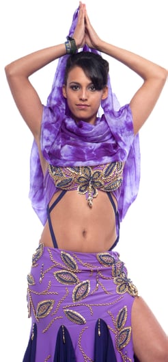 HOLLYWOOD III in Lavender and Silver Egyptian Belly Dance Costume