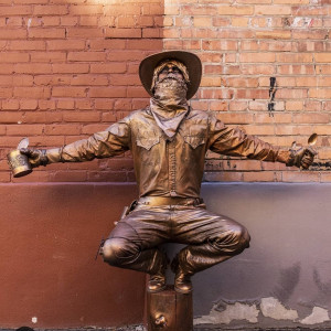 Bronze Cowboy - Human Statue / Street Performer in Missoula, Montana