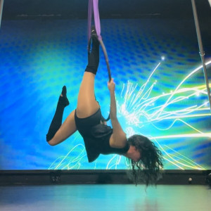 The aerial hoop also known as the lyra